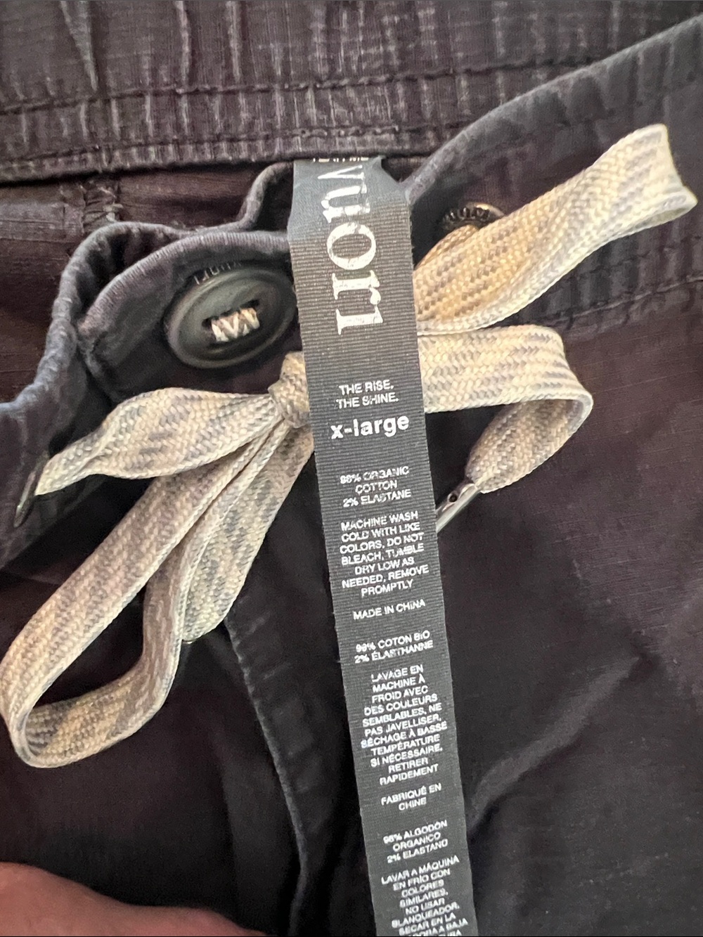 Vuori Straight Leg Pants in Charcoal Black with Drawstring - Picture 5 of 5